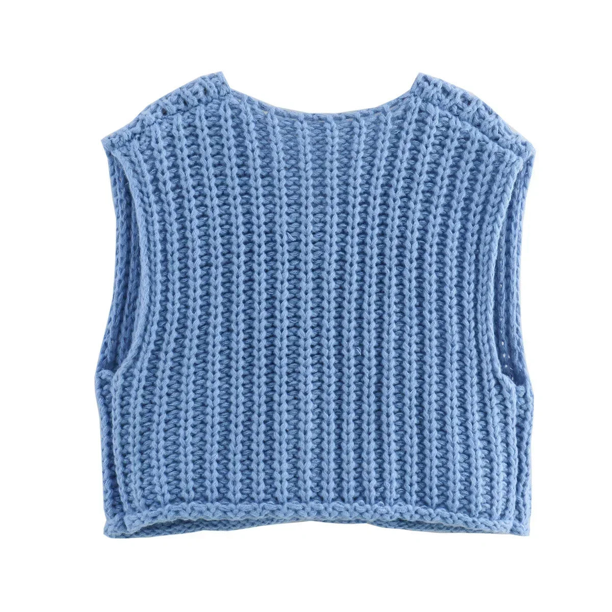 Korean fashion crop sweater women vest solid loose casual sweaters cable knit sweater vests for woman luxury designer tops