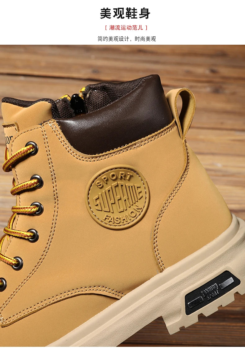 Ankle Boots Men Retro Work Shoes Autumn Winter Thick Bottom High Top Outdoor Boots Leather Waterproof High Quality Chelsea Boots