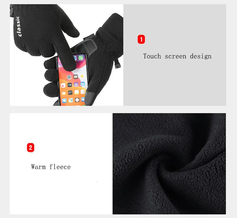 Men Women Winter Polar Fleece Silica Gel Non Slip Touch Screen Driving Mitten Plus Velvet Thick Warm Sport Cycling Glove F22