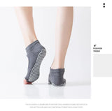 Women Backless Five Toe Yoga Socks Non-Slip Cotton Ladies Dance Ballet Socks Open Half Breathable Fitness Sport Sock for Pilates