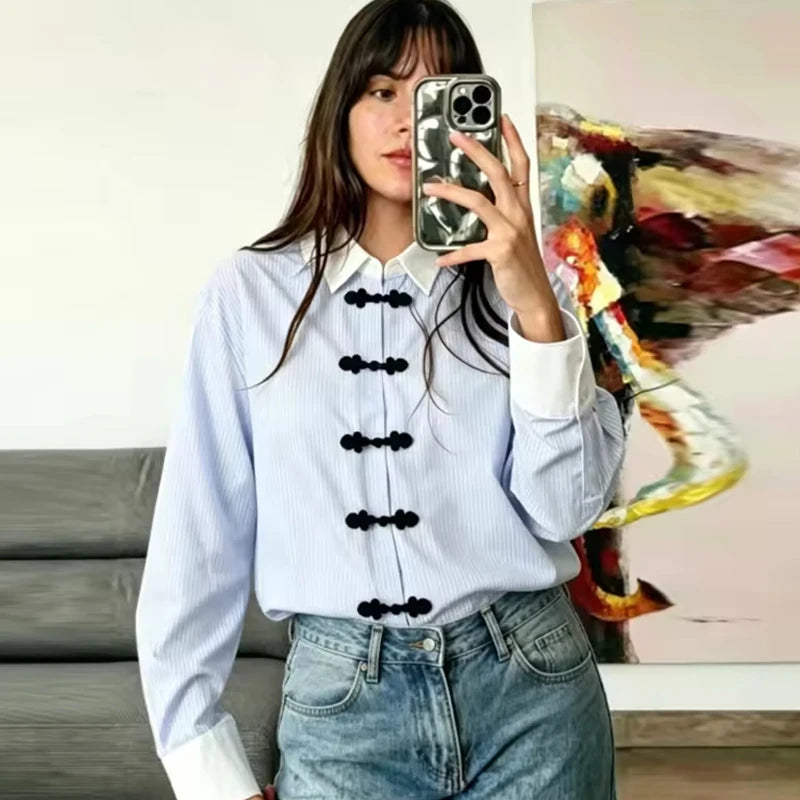Women's Shirt Tops Autumn 2026 New Chic Retro Blouses Fashion Loose Elegant Women's Leisure Travel Holiday Street Youth Shirts