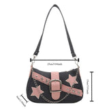 Y2k Fashion Women's Handbags Stars Pattern Cool Girls Underarm Bag Fashion Female Small Shoulder Bags Chain Tote Purses