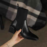2026 Autumn Winter New Ankle Socks Shoes Women Fashion Large Size 43 Knitted Short Boots Women Slip on High Heels Botas De Mujer
