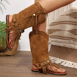Flip Flops Sandals Fringes Thong Flats Shoes For Women Suede Tassels Womens Retro Casual Tassel Sandals