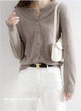 Women Knitted Cardigans Autumn Winter 2025 Round Neck Casual Long Sleeve Tops Solid Basic Soft Sweaters Female
