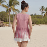 Women Vintage Sleeveless Faux Suede Fringe Vest Rivets Leather Western Boho Tassel Jacket Open Front Hippie Cardigan 2025