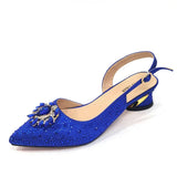 Venus Chan Royal Blue Sandals for Women 2024 Luxury Wedding Pumps Med Heels Rhinestone Design Party Shoes and Bags Set