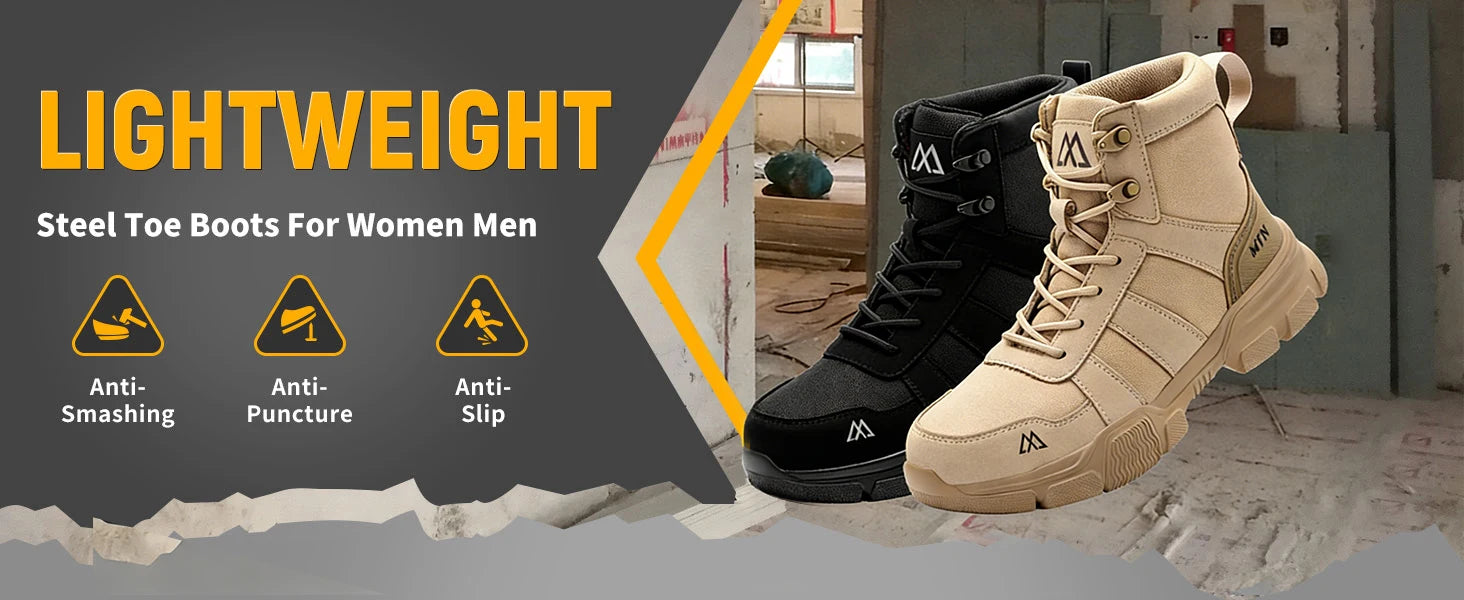 Lightweight Indestructible Steel Toe Safety Work Shoes Puncture Resistant Non Slip Tactical Work Sneakers for Men Women