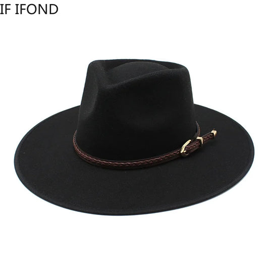 2024 Fashion Women Winter Wool Fedora Hat Men Simple Wide Brim Vintage Felt Jazz Hats New Top Trilby Cap
