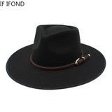 2024 Fashion Women Winter Wool Fedora Hat Men Simple Wide Brim Vintage Felt Jazz Hats New Top Trilby Cap