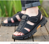 Men's New Beach Shoes Cowhide Slippers Outdoor  Non-slip Thick-soled Leather Sandals for Me