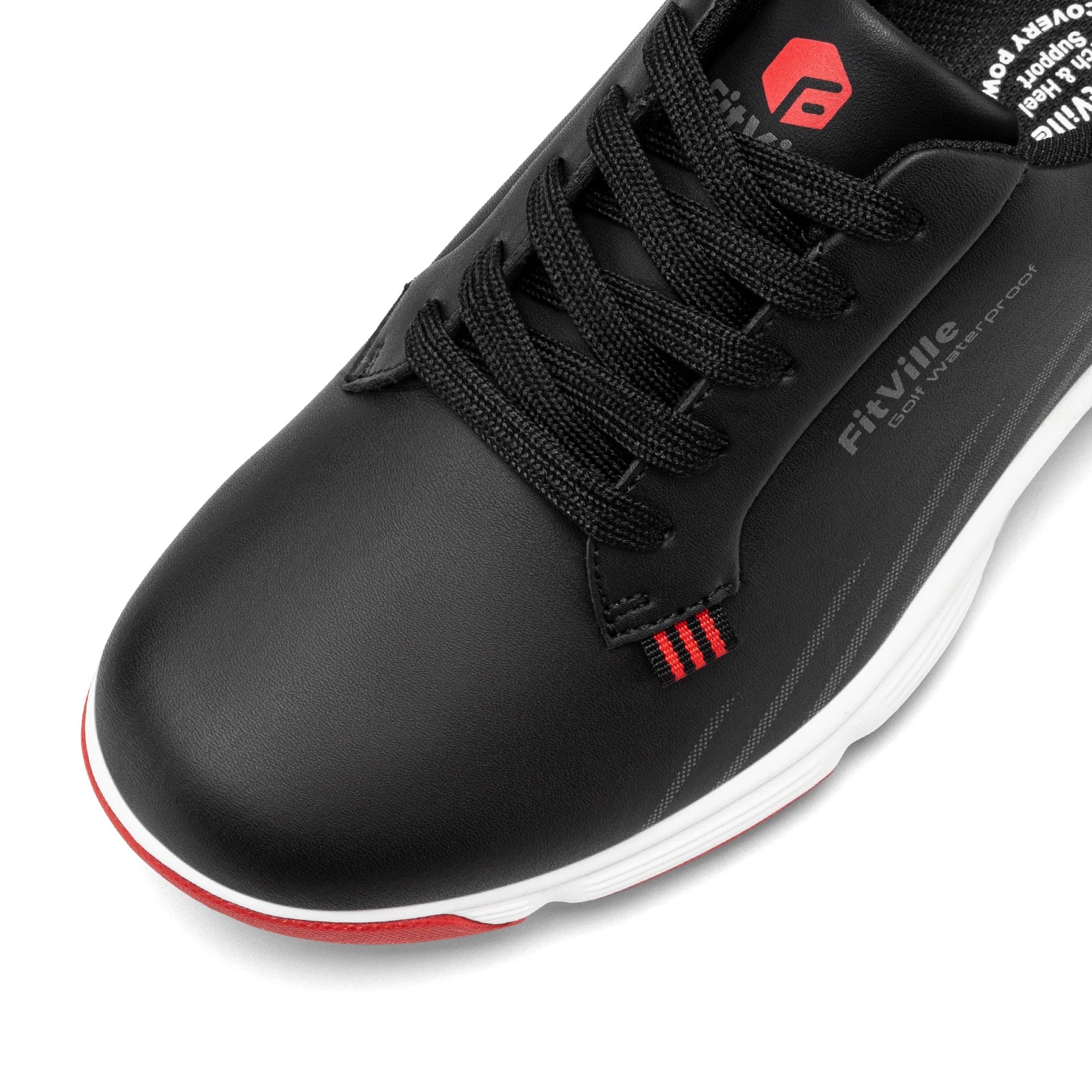 FitVille Men's Wide Toe Box Spiked Golf Shoes, Water‑Resistant Stable Anti‑Slip Outsole, Built‑In Arch Support Lightweight Comfort Golfing Sneakers