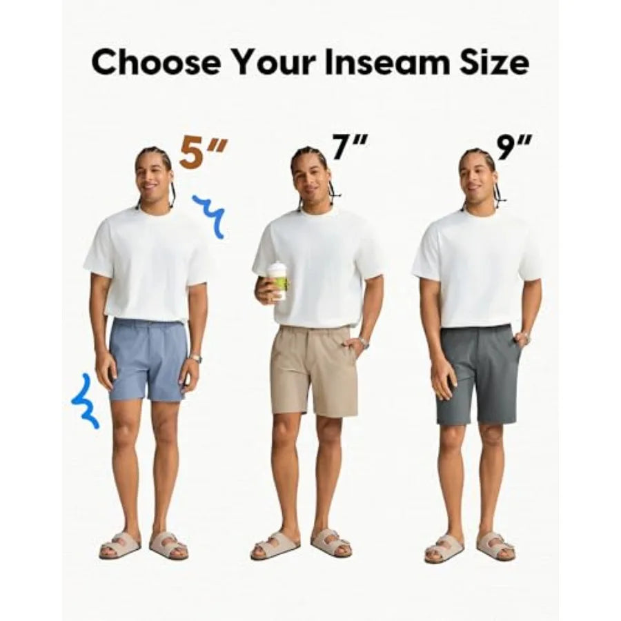 Men's Casual Shorts, 5"/7"/9" Stretch Summer Shorts, Durable Quick Dry Shorts with Elastic Waist