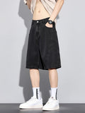 Men's Summer Denim Cargo Shorts Big Size 8XL 7XL 6XL Elastic Waist Straight Baggy Jeans Shorts