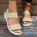 Women's Knit Elastic Cloth Wedge Sandals Slip On Lightweight Walking Sandals Women Plus Size Comfortable Summer Shoes Woman 2024