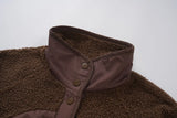 TACVASEN Fuzzy Button Down Sherpa Fleece Jacket Women's Winter Warm Coat Casual Outwear Jacket with Pockets Streetwear Outwear