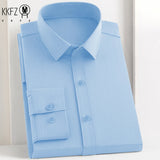 Men's Business Casual Long Sleeve Shirt Solid Color Wrinkle Resistant Comfortable All-Season Versatile Top