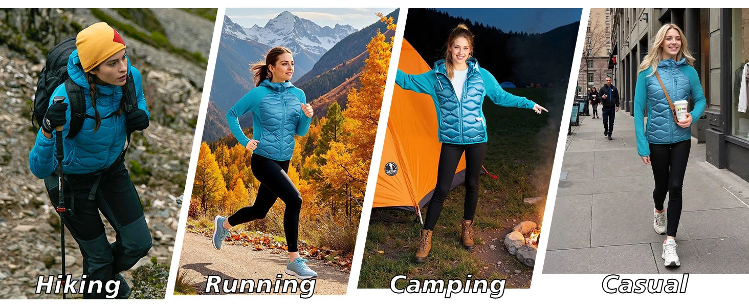 Pioneer Camp Womens Lightweight Insulated Running Jacket Puffer Packable Water Resistant with Zipper Pocket for Hiking Travel