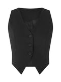 Women Vest Caot Sleeveless V Neck Button Waistcoat Solid Color Blazer Gilet for Casual Daily Fashion