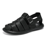 Summer New Men's Sandals High Quality Leather Roman Shoes Men Casual Beach Shoes Luxury Hollow Out Sandalias Male Big Size 38-48
