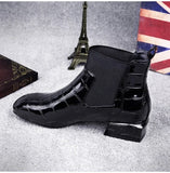 Lacquer Leather Short Boots Women 2024 New Four Seasons British Fashion Plush Comfort Boots Outdoor Walking Casual Shoes