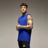 Mens Casual Gym Tank Top Summer Fitness Clothing Cotton Workout Sports Sleeveless Shirt Male Extend Long Singlet Hip Hop Vest