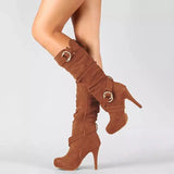 New Fashion Autumn Spring Winter Women Boots Retro Sexy The Knee Long Boots Thin High Heel Boots Platform Women Shoes Plus Size