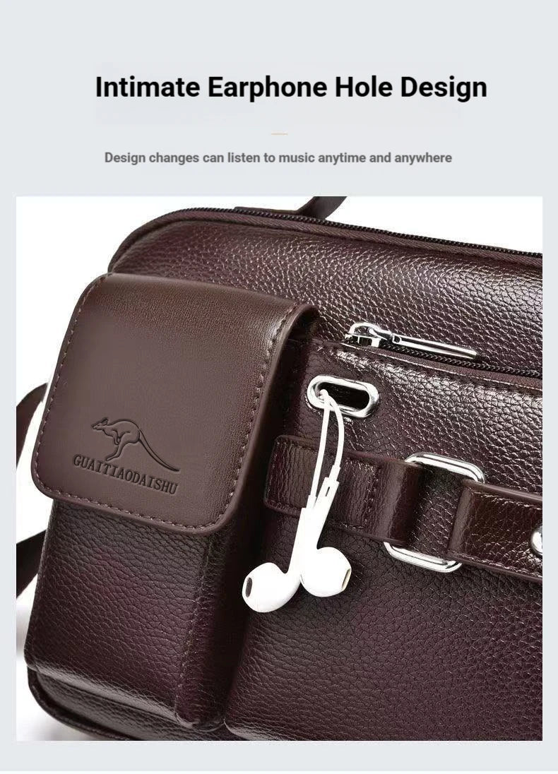 Men's Retro Messenger Bag with Waterproof Design, Large Capacity Laptop Briefcase for Office Work, Travel and School