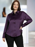 Women's Plus Size Lapel Long Sleeve Button Down Casual Shirt For Office Daily Weekend Urban Fashion Occasions