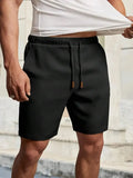 HIMLAND Men's Solid Color Drawstring Waist Casual Shorts, Versatile, Vacation, Father's Day Gifts, Football