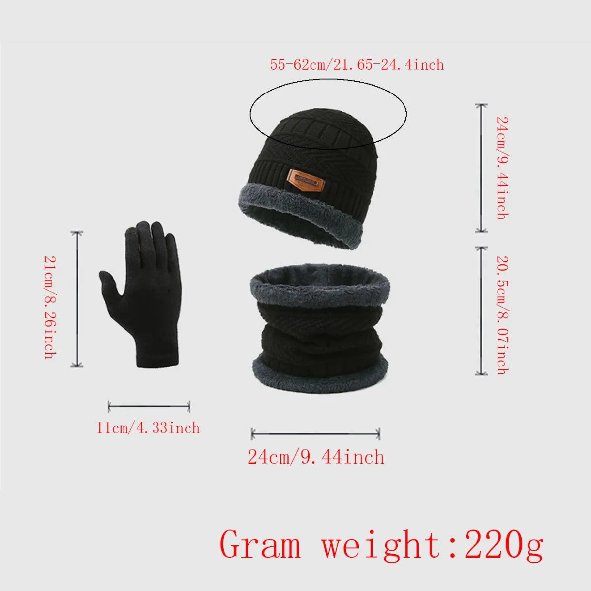 2pcs Sets Winter Warm Velvet Men Hat Scarf Gloves Set for Men and Women Girls Outdoor Riding Hat Beanies Neck Protection Scarf