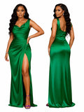 Women Sleeveless High Waist Maxi Dress, Sexy High Slit Bodycon Long Evening Gown, Elegant Party Wedding Guest Vacation Formal Dresses