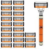 6-Layers Safety Razor Set High Quality Men Shaving Razor Sharp Stainless Steel Changeable Shaver Head Blades