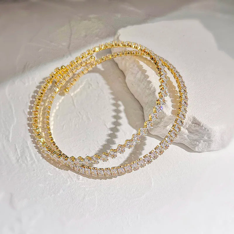 18K Gold Plated Brass Cubic Zirconia Necklace Ice Crystal Transparent Luxury Elegant Fashion Jewelry Gift For Women