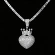 Bling Crown Love Heart Charm Rhinestone Heart Crown Jewelry For Men Women Trendy Rap Accessory Romantic Lovers Fine Jewelry Gifts for Girl Boy Friends Iced Out Crowned Heart Pendant Micro Pave Cubic Zirconia 18K Gold Plated H