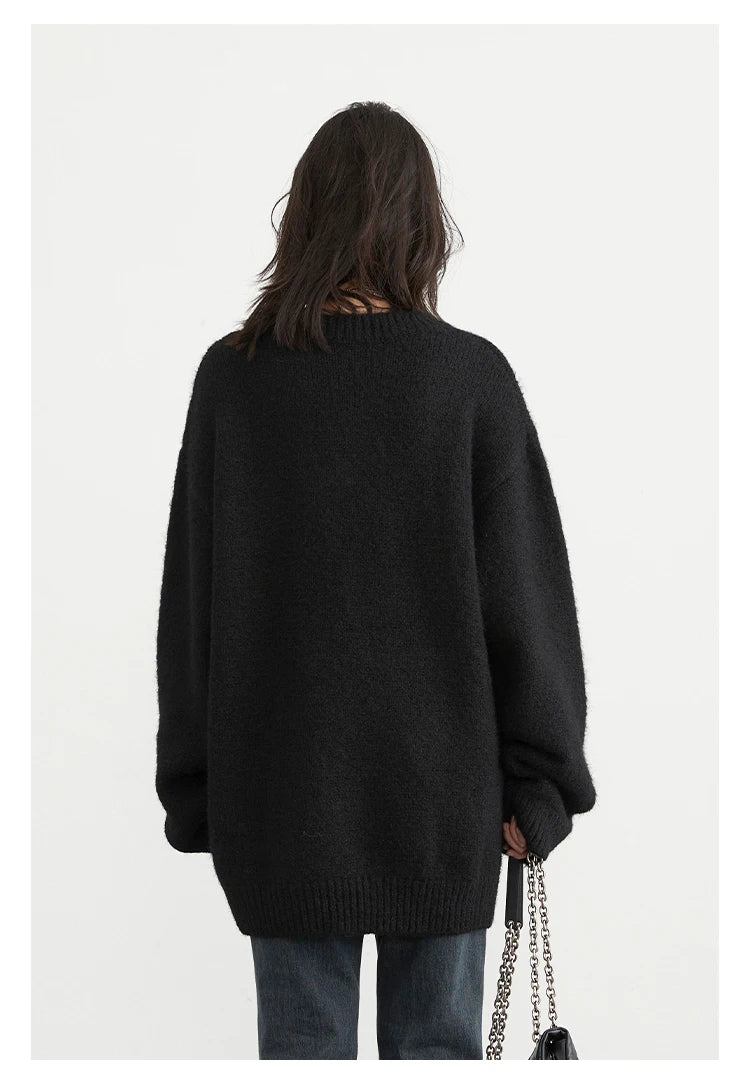 CHIC VEN Women Sweaters Solid Loose Pullovers New V-neck Knitwear Knitted Jumpers Female Top Fashion Woman Autumn Winter 2024