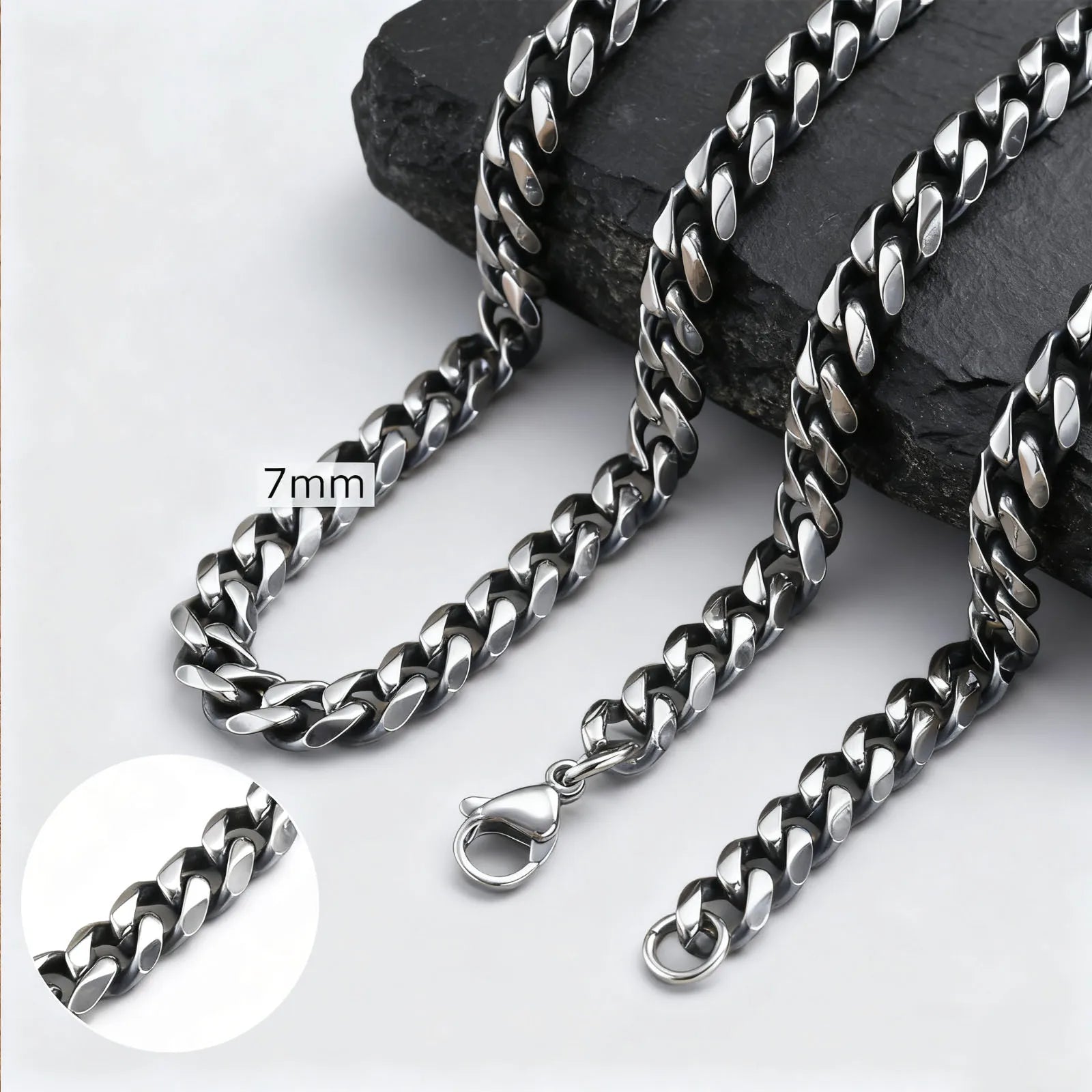 Classic Punk Cuban Chain Necklace for Men Women,Stainless Steel Grey Silver Gold Black Color Chain Link Collar,Wholesale Chain