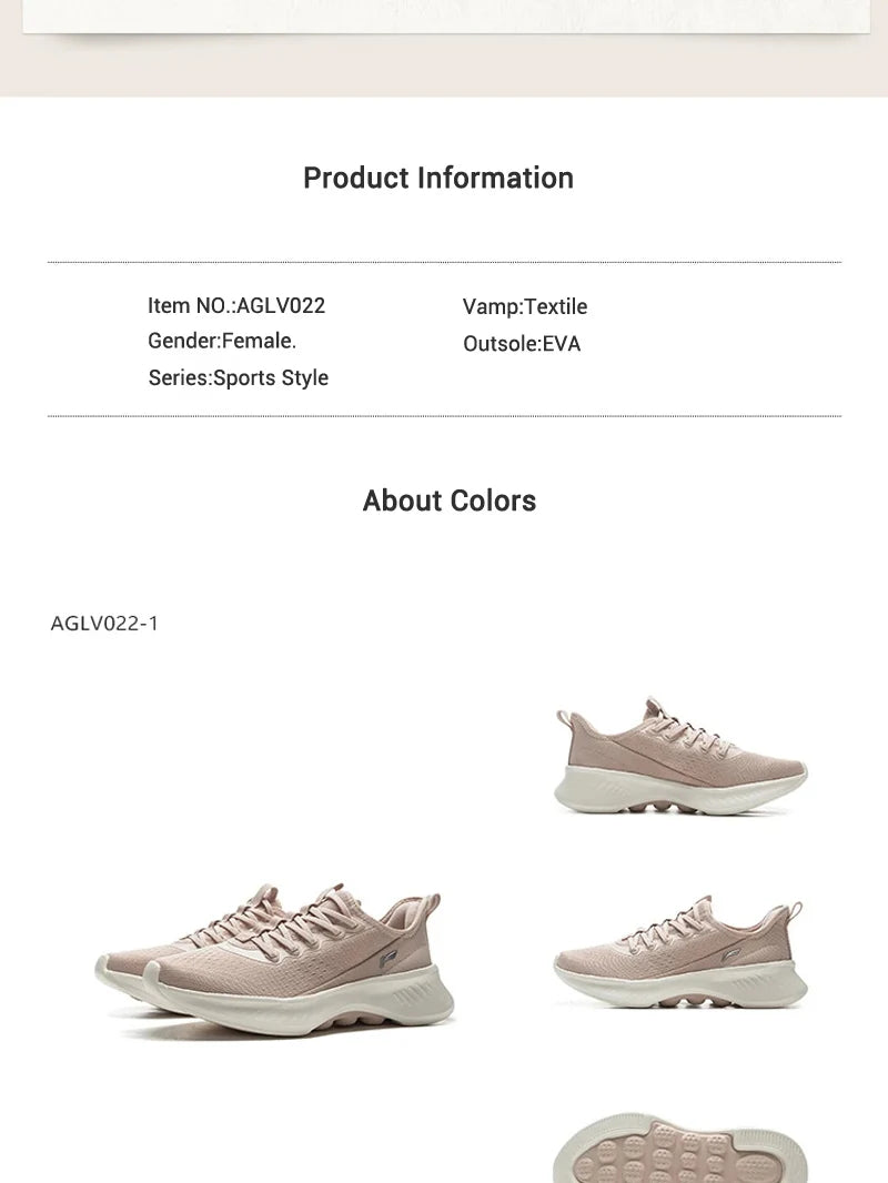 Li-Ning Women's SOFT ESSENTIAL V2 Slip-on Casual Walking Shoes Cushion Flexible LiNing Comfortable Sports Sneakers AGLV022