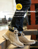 Men's & Women's Brown High-top PU Water Repellent Lightweight Anti-smash Anti-puncture Comfortable Wear Resistant Industrial Construction Work Safety Boots