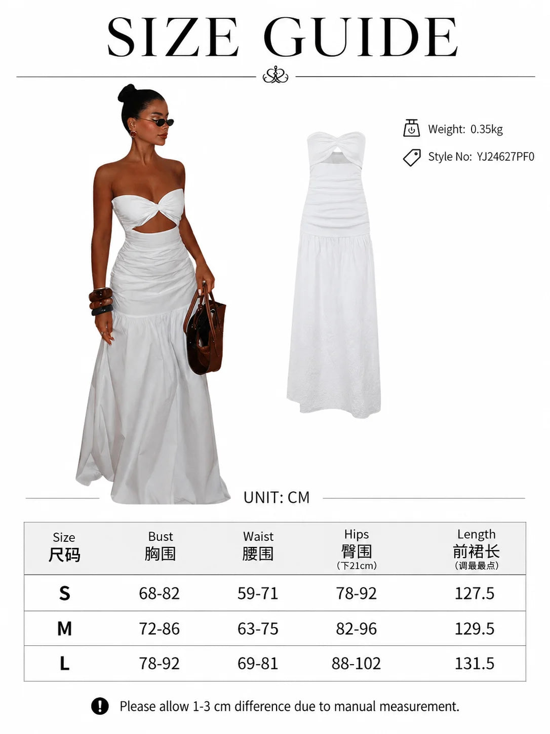 Women Strapless Twist Cutout Maxi Dress Ruched Waist Flowy A Line Long Tube Top Dress Summer Beach Vacation Casual Sundress