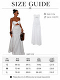 Women Strapless Twist Cutout Maxi Dress Ruched Waist Flowy A Line Long Tube Top Dress Summer Beach Vacation Casual Sundress