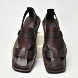 Retro Men's Summer Fashion Hollow Breathable Sandals Comfortable Anti-Slip Wear-Resistant Handmade Roman Style Slippers