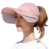 Women's Sun Hat Cycling Breathable Visor Caps Female Scalable Brim Empty Top Baseball Cap Wide Brim Cap UV Protection Beach Hats