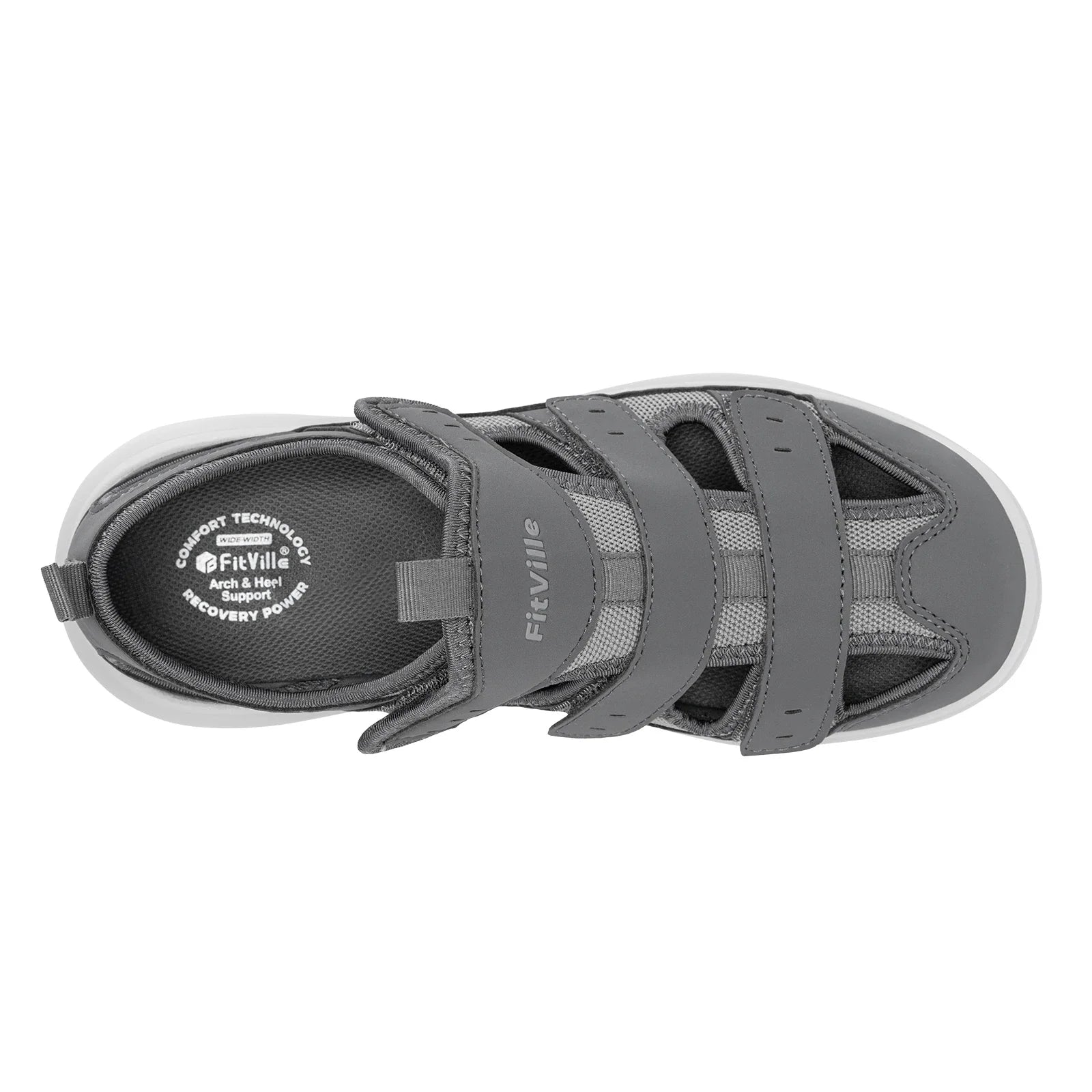 FitVille Summer Men's Wide Width Casual Diabetic Sandals, Lightweight Open Toe Sandals Built-in Arch Support, Effective Foot Pain Relief for Plantar Fasciitis, for Wide & Swollen Feet