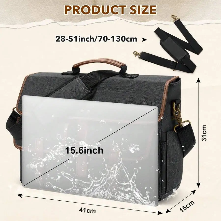 Messenger Bag Men Canvas 15.6 Inch Computer Laptop Bag Waterpfoof Satchel Bags For Men Work Office