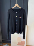 Autumn Winter 2026 Soft Elegant O-neck Loose Casual Sweaters Women Knitted Chic Embroidery Cardigan Basic Colorful Buttons Tops