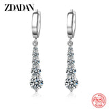 ZDADAN 925 Sterling Silver Long Drop Earrings For Women Fashion Wedding Jewelry