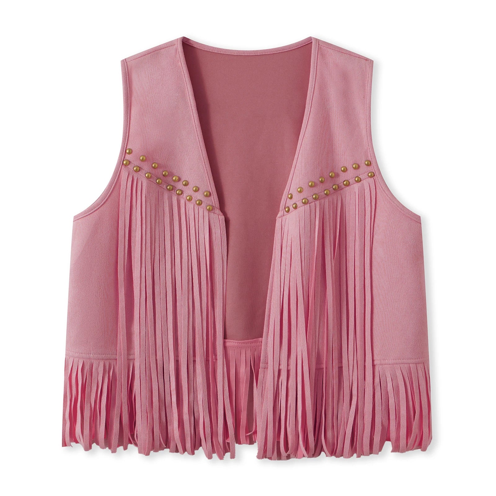 Suede Tassel Vest Women's 70s Hippie Outfit Sleeveless Open Front Vest Western Jacket