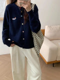 Autumn Winter 2026 Soft Elegant O-neck Loose Casual Sweaters Women Knitted Chic Embroidery Cardigan Basic Colorful Buttons Tops
