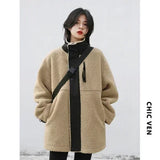 CHIC VEN Women Jacket Coat Thicken Warm Casual Lamb Faux Fur Woman Overcoat Loose Outerwear Female Tops Lady Autumn Winter 2025